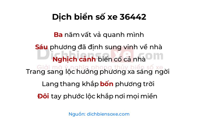 Dịch thơ biển số 36442