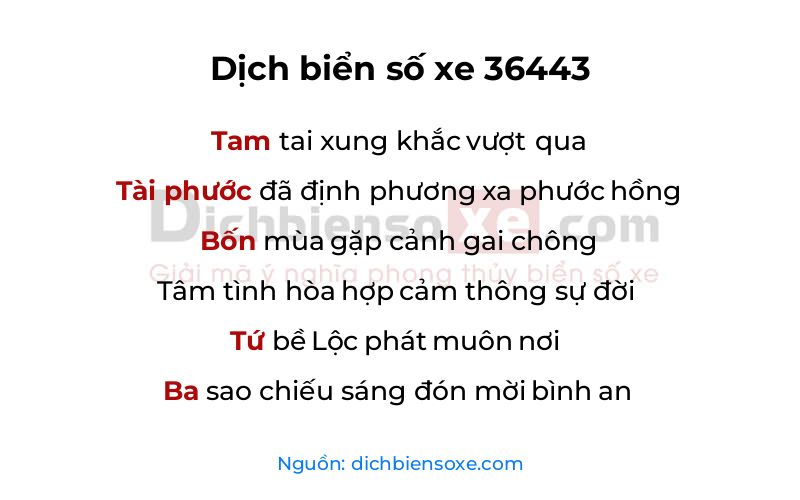 Dịch thơ biển số 36443