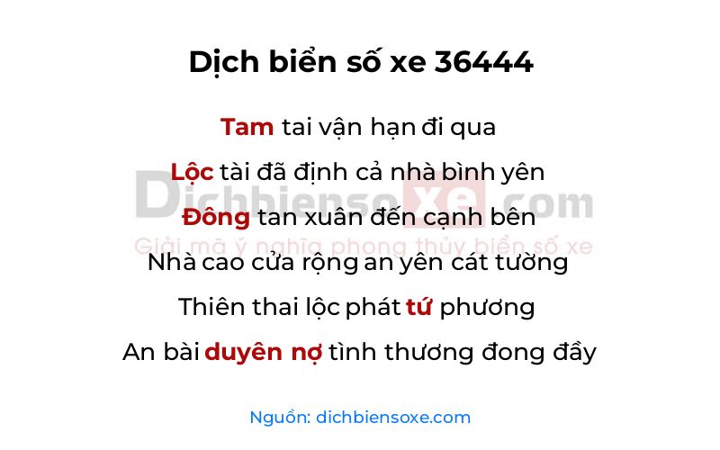 Dịch thơ biển số 36444