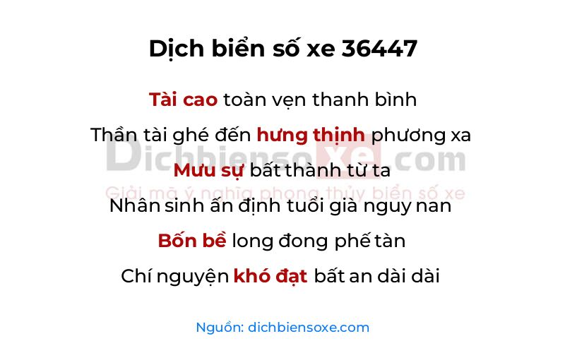 Dịch thơ biển số 36447