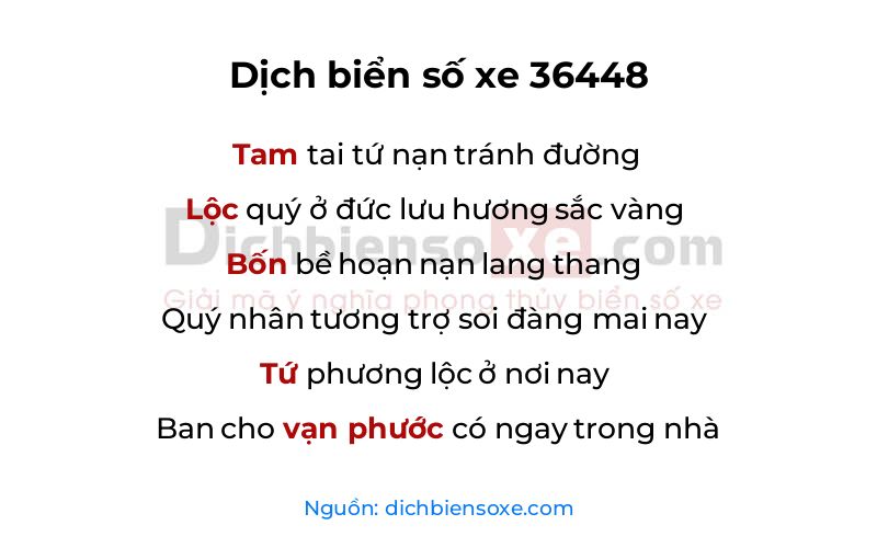 Dịch thơ biển số 36448