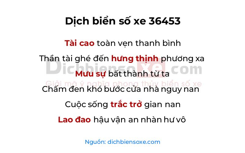 Dịch thơ biển số 36453
