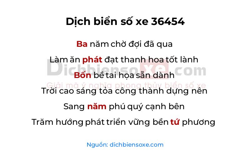 Dịch thơ biển số 36454