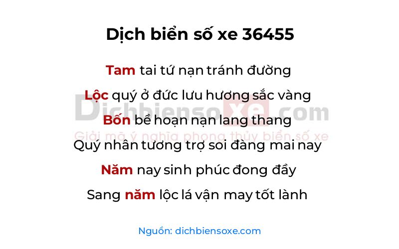 Dịch thơ biển số 36455