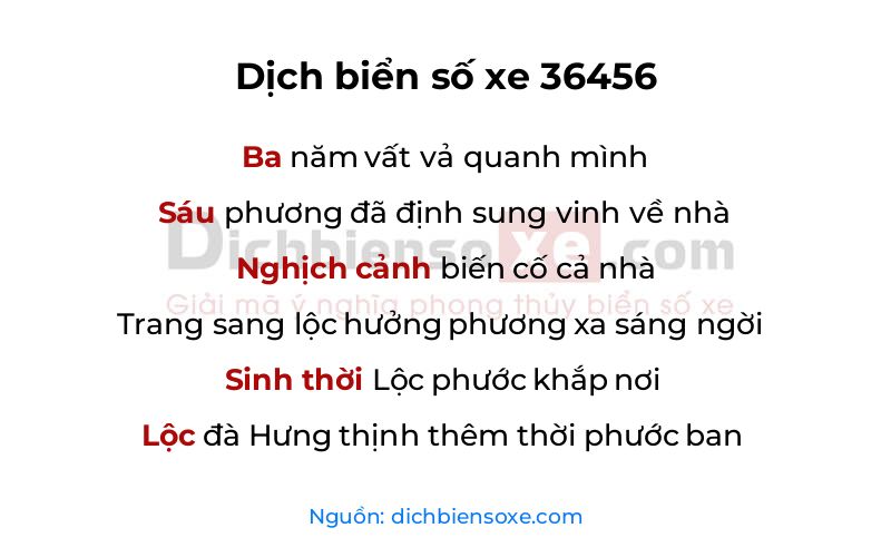 Dịch thơ biển số 36456
