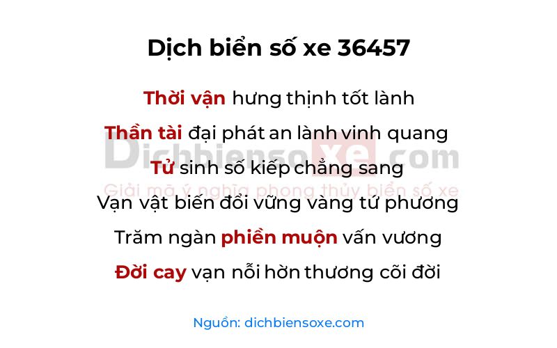 Dịch thơ biển số 36457