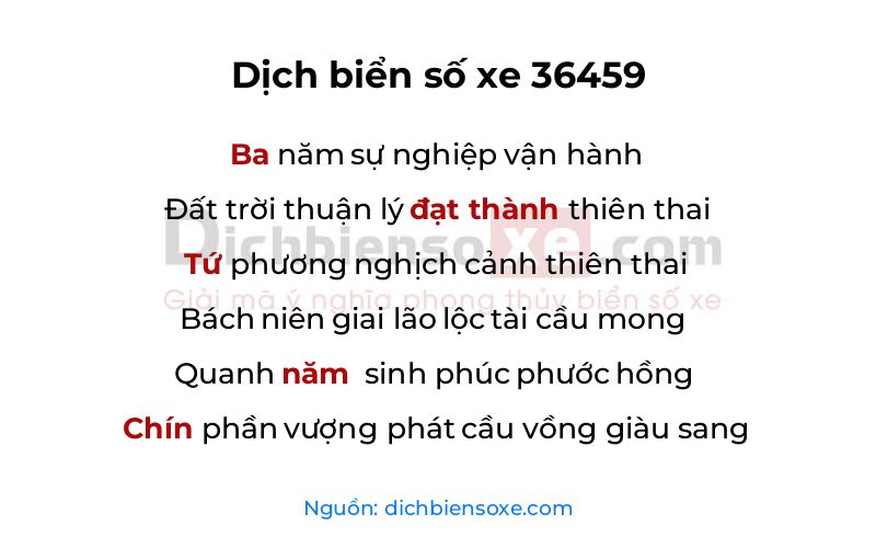 Dịch thơ biển số 36459