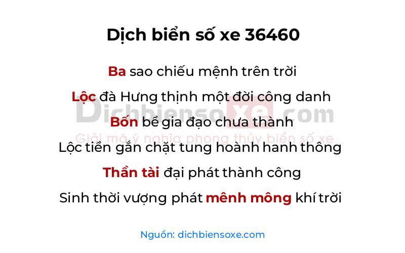 Dịch thơ biển số 36460