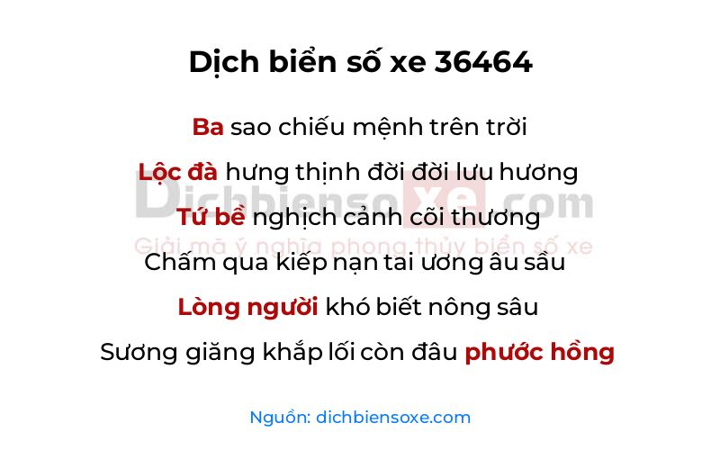 Dịch thơ biển số 36464
