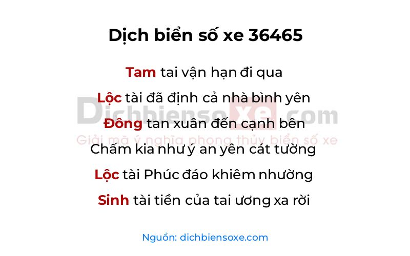 Dịch thơ biển số 36465