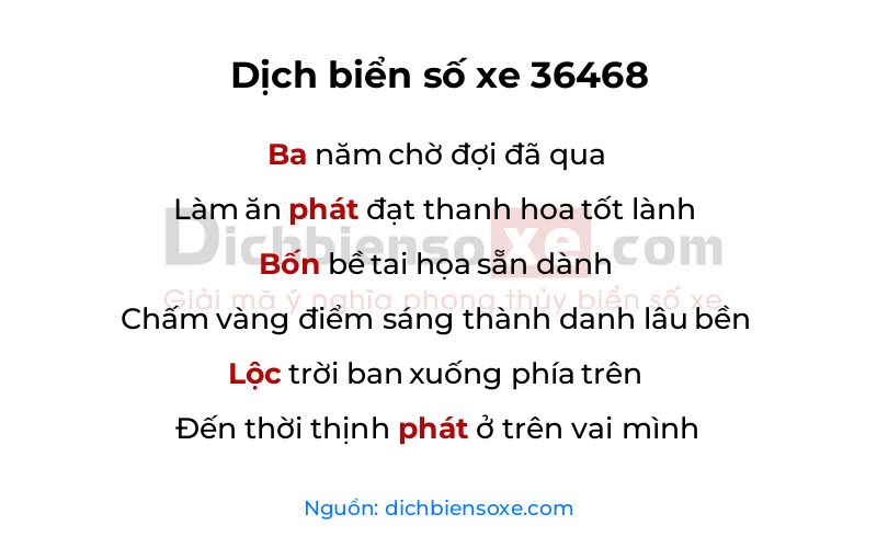 Dịch thơ biển số 36468