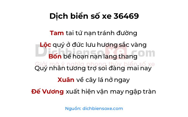 Dịch thơ biển số 36469