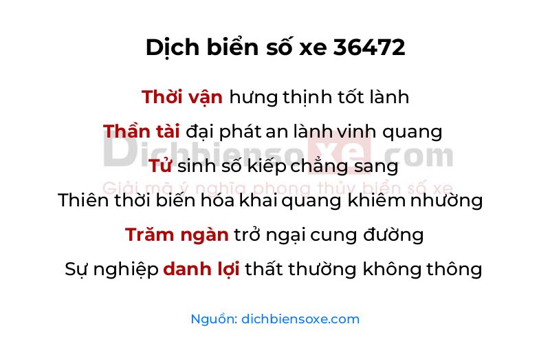 Dịch thơ biển số 36472