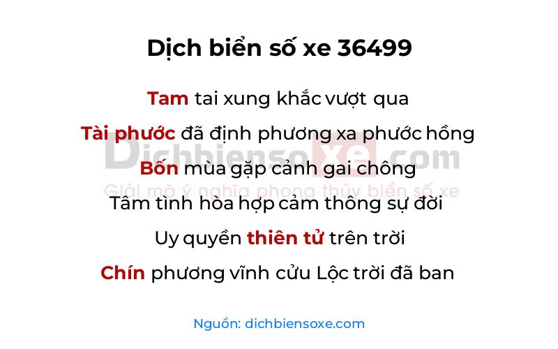 Dịch thơ biển số 36499