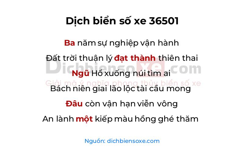 Dịch thơ biển số 36501