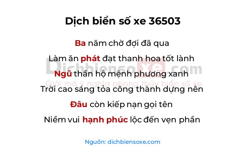 Dịch thơ biển số 36503