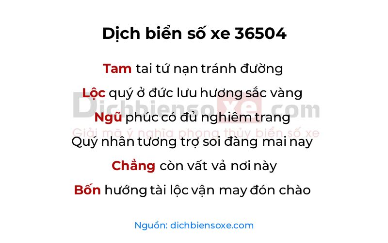 Dịch thơ biển số 36504