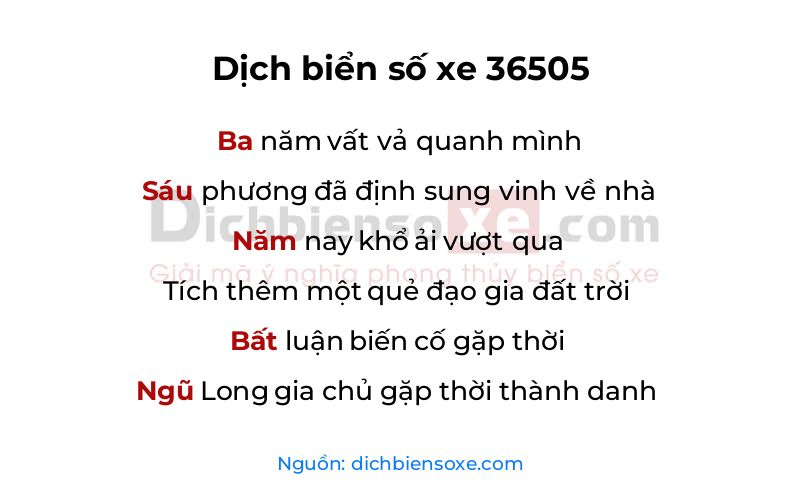 Dịch thơ biển số 36505
