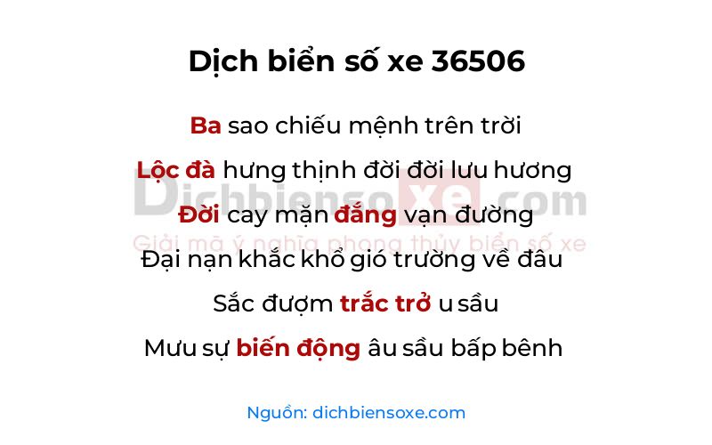 Dịch thơ biển số 36506
