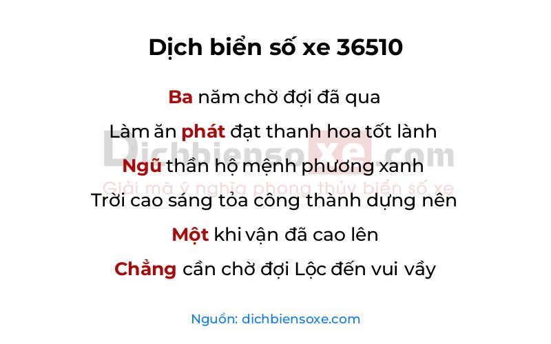Dịch thơ biển số 36510