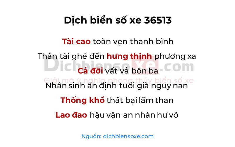 Dịch thơ biển số 36513