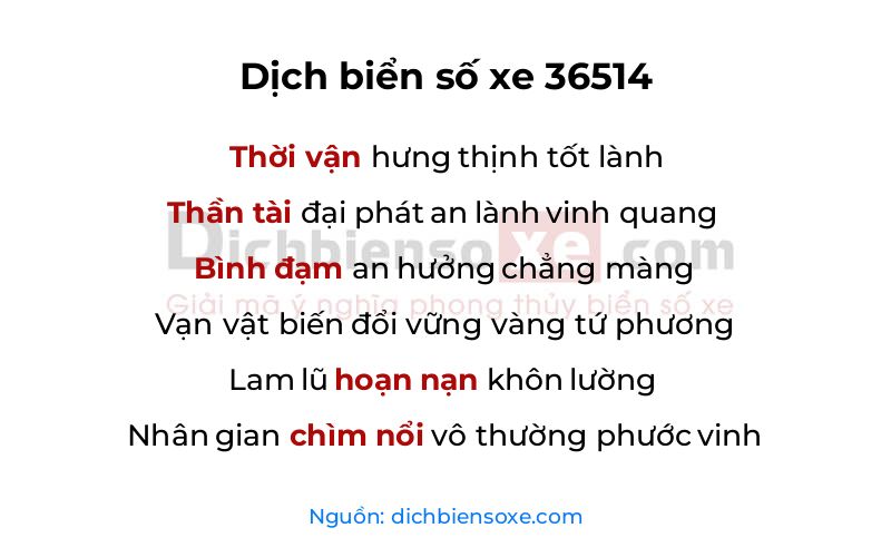 Dịch thơ biển số 36514