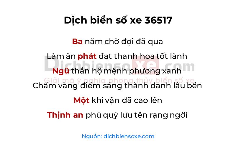 Dịch thơ biển số 36517