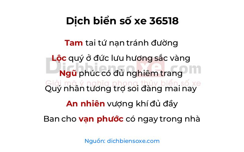 Dịch thơ biển số 36518