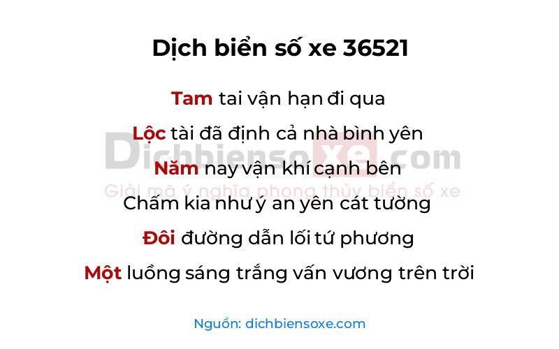 Dịch thơ biển số 36521