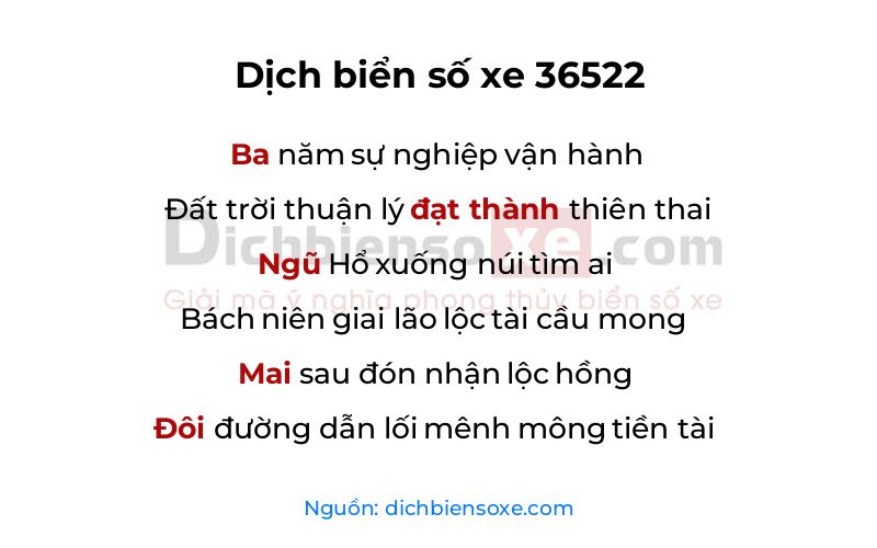 Dịch thơ biển số 36522