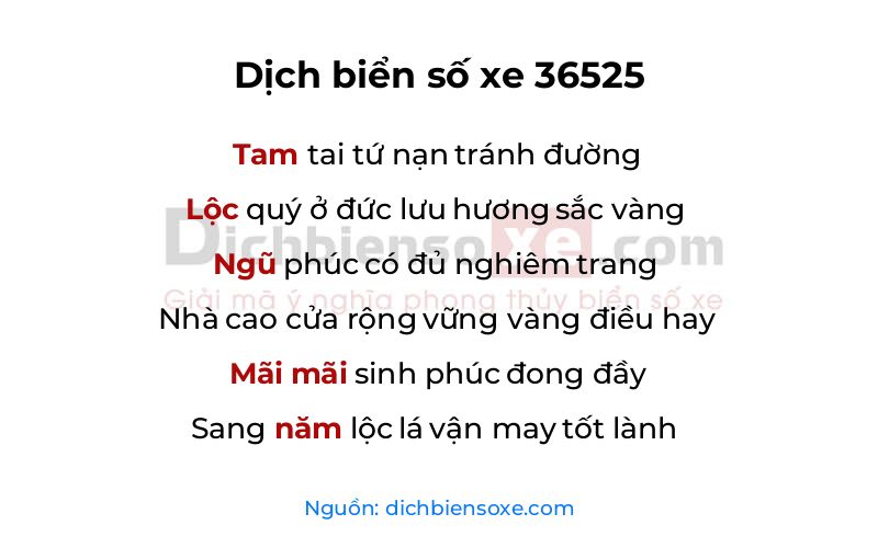 Dịch thơ biển số 36525