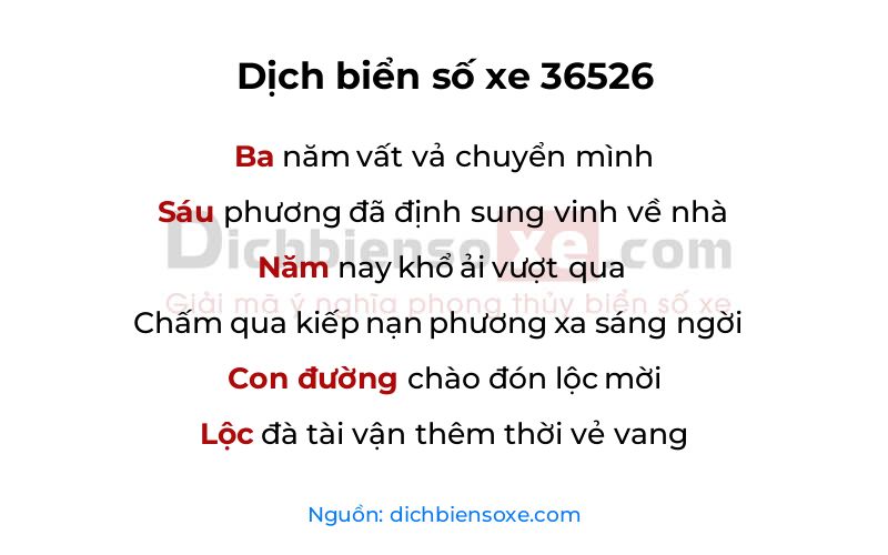 Dịch thơ biển số 36526