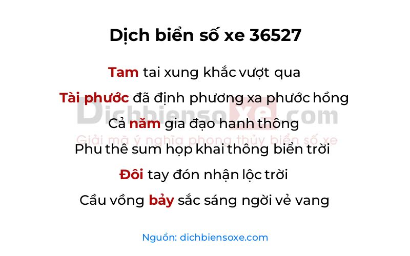 Dịch thơ biển số 36527