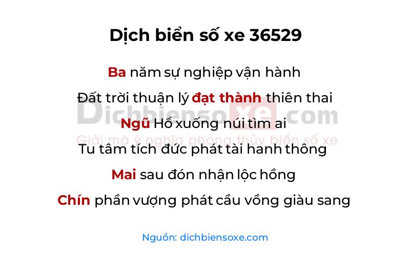 Dịch thơ biển số 36529