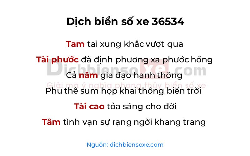 Dịch thơ biển số 36534