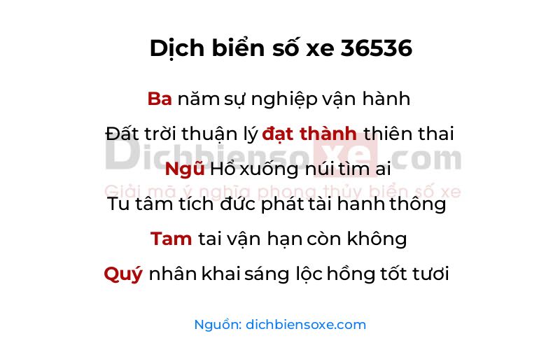 Dịch thơ biển số 36536
