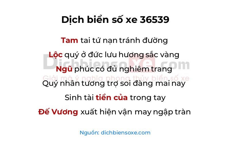 Dịch thơ biển số 36539