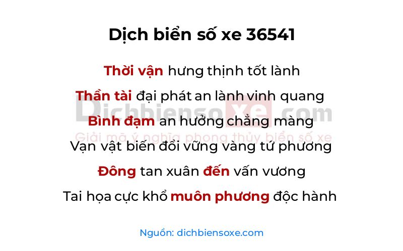 Dịch thơ biển số 36541