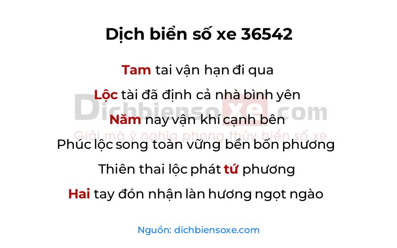Dịch thơ biển số 36542