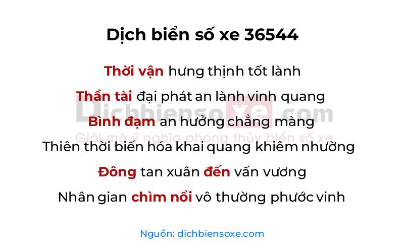 Dịch thơ biển số 36544