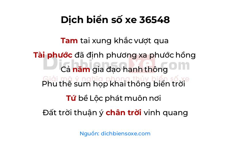 Dịch thơ biển số 36548
