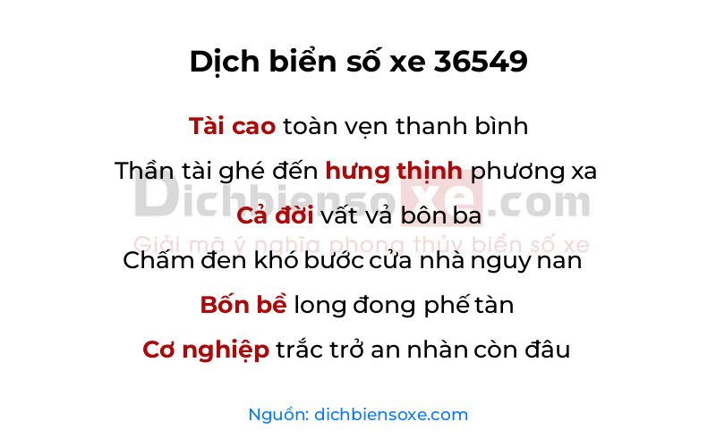 Dịch thơ biển số 36549