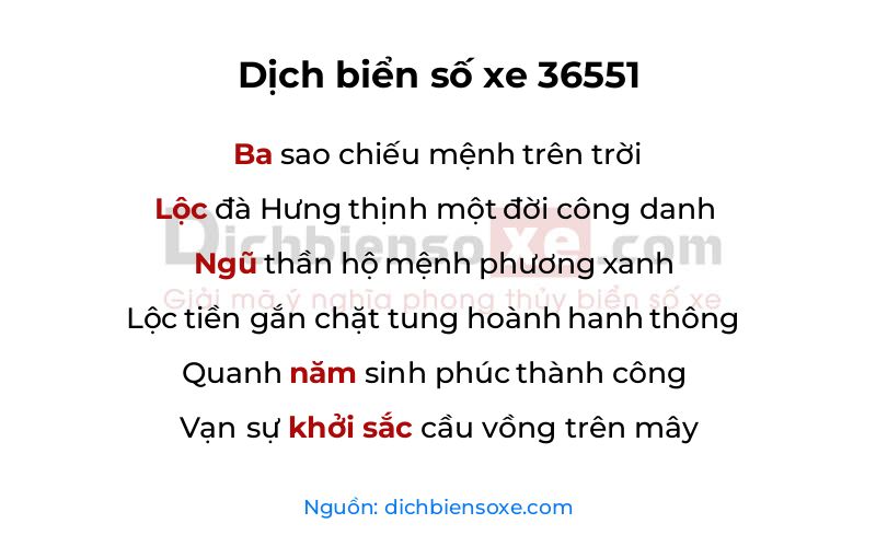 Dịch thơ biển số 36551