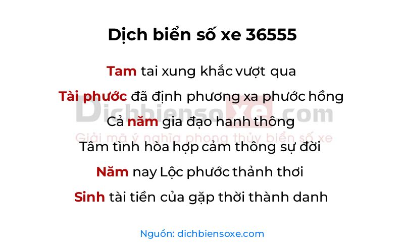 Dịch thơ biển số 36555