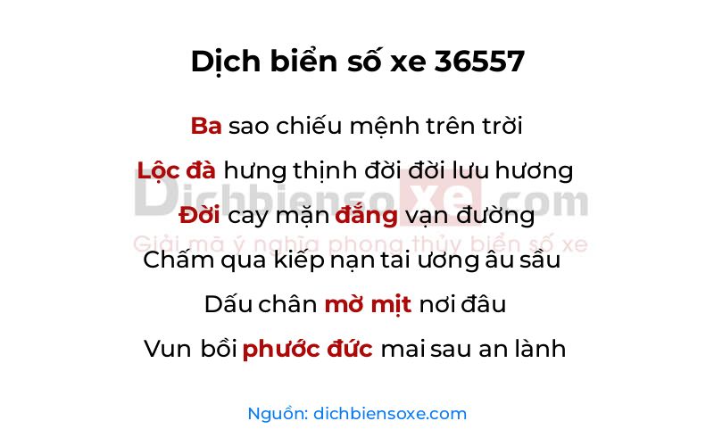 Dịch thơ biển số 36557