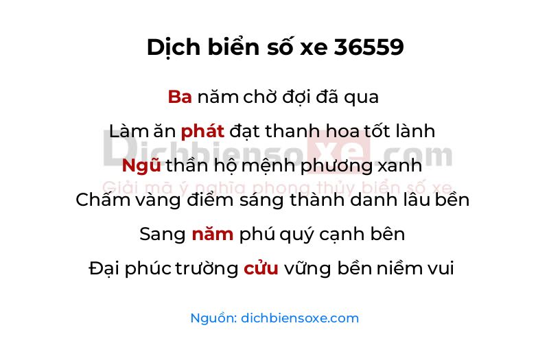 Dịch thơ biển số 36559