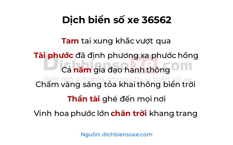 Dịch thơ biển số 36562
