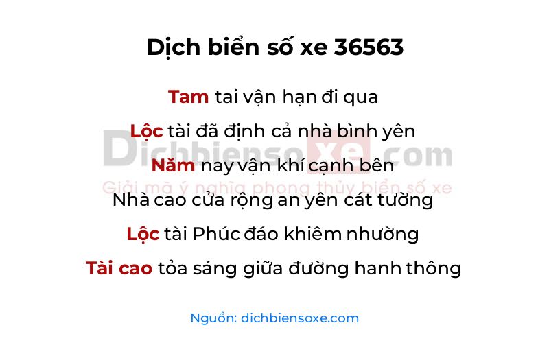 Dịch thơ biển số 36563