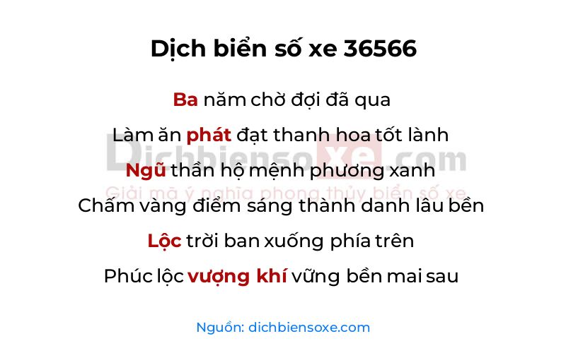Dịch thơ biển số 36566