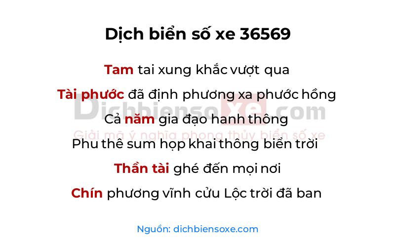 Dịch thơ biển số 36569